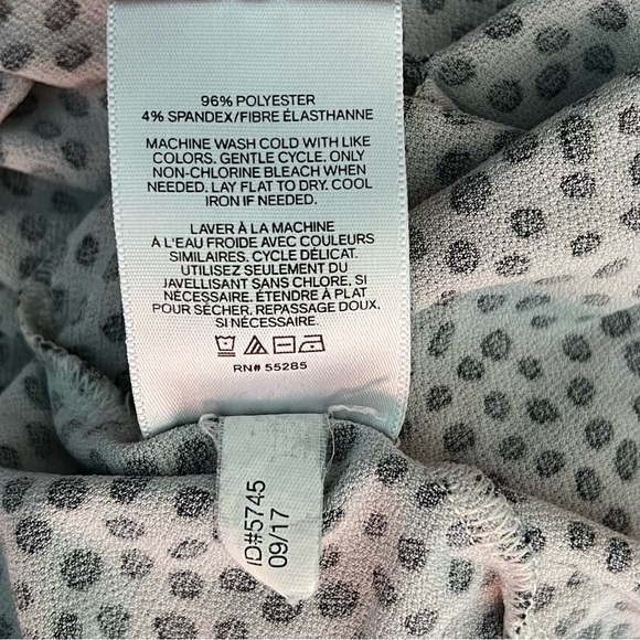 EXPRESS Top Puff Sleeve Polka Dot Sweetheart Neckline Black Gray XS - Picture 9 of 10